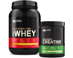 Optimum Nutrition Gold Standard 100% Whey Protein + Creatine Bundel - Banana Cream Proteine Poeder 900 gram (28 servings) + Creatine Monohydraat 317 gram (88 doseringen)