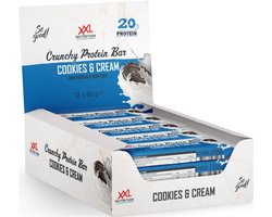 XXL Nutrition - Crunchy Protein Bar - Eiwitreep, Proteïne Reep, Fitness Snack - 12 Pack - Cookies & Cream