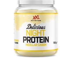 XXL Nutrition - Delicious Night Protein - 100% Micellar Caseïne Eiwit - Eiwitpoeder Proteïne Shake - Eiwitgehalte 79% - Banaan - 700 Gram