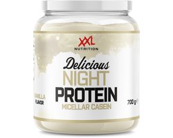 XXL Nutrition - Delicious Night Protein - 100% Micellar Caseïne Eiwit - Eiwitpoeder Proteïne Shake - Eiwitgehalte 79% - Vanille - 700 Gram