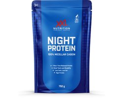 XXL Nutrition - Night Protein - 100% Micellar Caseïne Eiwit - Eiwitpoeder Proteïne Shake - Eiwitgehalte 87% - Cookies & Cream - 750 gram