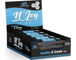 XXL Nutrition - N'Joy Protein Bar 15-Pack - Eiwitrepen & -snacks, Proteïne repen - Smeuïge Eiwit Reep én Hoog in Eiwit - Cookies & Cream