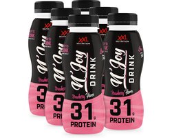 XXL Nutrition - N'Joy Protein Drink 6-Pack - Aardbei - Kant en Klare Eiwitshake, Proteïne Supplement - 80% Caseïne & 20% Whey