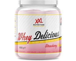 XXL Nutrition - Whey Delicious - Aardbei Banaan - Wei Eiwitpoeder met BCAA & Glutamine, Proteïne poeder, Eiwit shake, Whey Protein - 1000 gram