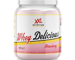 XXL Nutrition - Whey Delicious - Aardbei Banaan - Wei Eiwitpoeder met BCAA & Glutamine, Proteïne poeder, Eiwit shake, Whey Protein - 450 gram