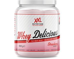 XXL Nutrition - Whey Delicious - Aardbei - Wei Eiwitpoeder met BCAA & Glutamine, Proteïne poeder, Eiwit shake, Whey Protein - 1000 gram