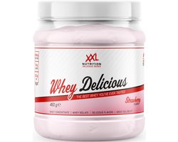 XXL Nutrition - Whey Delicious - Aardbei - Wei Eiwitpoeder met BCAA & Glutamine, Proteïne poeder, Eiwit shake, Whey Protein - 450 gram