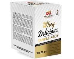 XXL Nutrition - Whey Delicious - Sample Pack - Wei Eiwitpoeder met BCAA & Glutamine, Proteïne poeder, Eiwit shake, Whey Protein - 18 x 30 gram