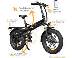 ADO E-bike A20F Beast Air Elektrische Fiets | vouwfiets | e-bike met 250W Motor | 36V 14.5Ah Accu | en Shimano 7-speed Transmissie | Zwart