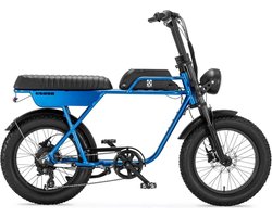 AGM GT250 Fatbike - Tweepersoonszadel - Telefoonoplader - 20 Inch - 250W Motor - 7 Versnellingen - 80 km Actieradius - Hydraulische Schijfremmen - Blauw