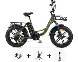 Black Friday Super Deal! | ENGWE L20 - Groen + Voorrekje + Kettingslot + Telefoonhouder - 250W - Elektrische Fatbike