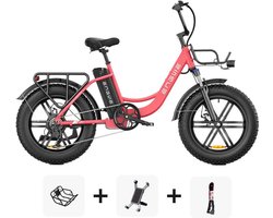 Black Friday Super Deal! | ENGWE L20 - Roze + Voorrekje + Kettingslot + Telefoonhouder - 250W - Elektrische Fatbike