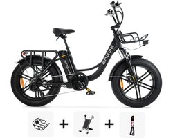 Black Friday Super Deal! | ENGWE L20 - Zwart + Voorrekje + Kettingslot + Telefoonhouder - 250W - Elektrische Fatbike