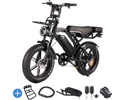 Ebikekopen.com Fatbike V20 Pro 6.0 - Hydraulische remmen - 2025 Model - Incl. Slot - Alarmsysteem - Voorrekje - Achterzitje - Kettingbeschermer - Voetensteuntje - Straatlegaal - Ebike - Elektrische Fiets - Met Accessoires