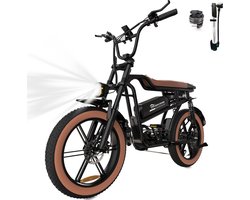 EVERCROSS EK30 Elektrische Fatbike | Electric Off-Road Bike | E-bike | 250W Motor | 20*4.0 Inch| Zwart | 48V 15Ah Lithium Batterij | 7 Versnellingen