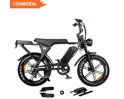 Fatbike COMBIDEAL - ChamWheels V8 Zwart + achterzitje + voetsteuntjes