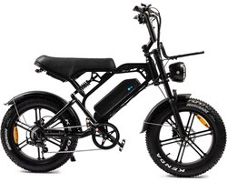 V20 Pro 2024 | Elektrische Fatbike | 250W | Zwart | E-Bike | met voorrek | Hydraulische remmen | met achterzitje |