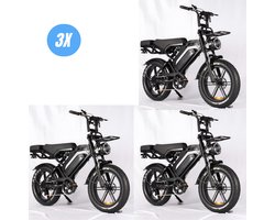 Vilolux® Fatbike electrisch - Fatbike V20 PRO MAX - Achterzit - Voorrek - 3X - Legaal - Rijklaar - Niet opvoerbare fatbikes - 2 Jaar garantie - Telefoontasje - Hydraulische remmen - Alarm - Zwart