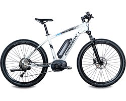 Chrisson E-Scheat Elektrische Mountainbike 27.5 Inch - E-bike 48 cm - Middenmotor - 9 Versnellingen - Hydraulische Schijfremmen - Wit