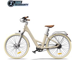 ADO - Air 28 Pro - allround elektrische stadsfiets -Bafang motor - Samsung batterij - Carbon Belt – Auto Koppelsensor - verstelbare voorvork – Licht geel (Latte)