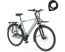 Amslod Denton E-LV Elektrische Fiets - City Elite collectie - Maat L (56cm) - Arden Green - 360Wh accu + Voordrager (rekje) + ABUS Iven Chain 8210 110cm slot