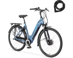 Amslod Hamilton F-MV Elektrische Fiets - Maat M (53cm) - Monaco Blue - 540Wh accu + ABUS Iven Chain 8210 110cm slot - Comfort Flow collectie