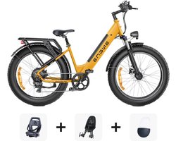 Black Friday Family Deal! | ENGWE E26 - Lage instap - Geel + Kinderzitjes + Windscherm - 250W - Elektrische E-Bike