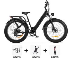 Black Friday Super Deal! | ENGWE E26 - Lage Instap - Zwart + Bagagedrager + Kettingslot + Telefoonhouder - 250W - Elektrische E-Bike