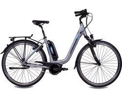 Chrisson E-Cassiopea Elektrische Fiets 28 Inch - E-bike 50 cm - Middenmotor - Damesfiets - 7 Versnellingen - V-Brakes - Zilvergrijs