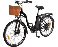 DYU C6 - E -Bike - Elektrische Fiets - 250 watt - topsnelheid 25 km/u - 26’’ banden - Zwart - RIJKLAAR SERVICE