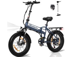 ECORUSH Elektrische Fiets ER10S - 20*4.0 Inch Fat Tire City Commuter EBike met Afneembare 48V 12Ah Lithium Batterij - Opvouwbaar Mountain E-Bike met 250W Motor - 7 Versnellingen - IP54 Waterdicht