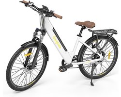 Eleglide T1 Step-Thru elektrische trekkingfiets 27,5 Inch CST-banden 36V 13Ah accu 250W borstelloze motor 25Km/h Shimano 7 versnellingen 100km maximaal bereik IPX4 waterdicht 120kg maximale belasting Dubbele schijfremmen - Wit