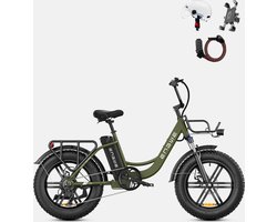 ENGWE L20 Elektrische Fiets 20*4.0 inch Mountain Band 250W Motor 25km/h Max Snelheid 48V 13Ah Batterij 140km Kilometerstand - Groen-Gratis geschenken voor een beperkte tijd: helm + houder voor mobiele telefoon + combinatieslot