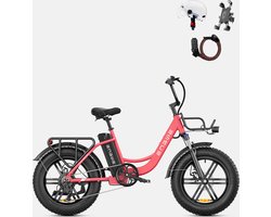 ENGWE L20 Elektrische Fiets 20*4.0 inch Mountain Band 250W Motor 25km/h Max Snelheid 48V 13Ah Batterij 140km Kilometerstand - Rood-Gratis geschenken voor een beperkte tijd: helm + houder voor mobiele telefoon + combinatieslot