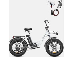 ENGWE L20 Elektrische Fiets 20*4.0 inch Mountain Band 250W Motor 25km/h Max Snelheid 48V 13Ah Batterij 140km Kilometerstand - Wit-Gratis geschenken voor een beperkte tijd: helm + houder voor mobiele telefoon + combinatieslot