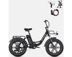 ENGWE L20 Elektrische Fiets 20*4.0 inch Mountain Band 250W Motor 25km/h Max Snelheid 48V 13Ah Batterij 140km Kilometerstand - Zwart-Gratis geschenken voor een beperkte tijd: helm + houder voor mobiele telefoon + combinatieslot