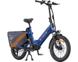 ENGWE LE20 Cargo elektrische fiets, 250W motor met middenaandrijving, koppelsensor, 48V 19,2Ah accu, 20x3,0-inch banden, 180 km actieradius, hydraulische schijfremmen, voorvering, SHIMANO 7 versnellingen, 200 kg laadvermogen - Blauw