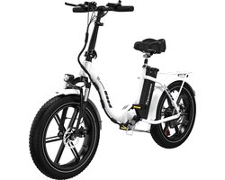 EVERCROSS TECH EK6 Elektrische Fatbike | Electric Off-Road Bike | E-bike | 250W Motor | 20*4.0 Inch| Wit | 48V 15Ah Lithium Batterij | 7 Versnellingen