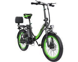 Hidoes C1 elektrische fiets (met achterzitje), krachtige motor, 48V 13Ah accu, 20*3 inch dikke banden, 70km actieradius, schijfremmen voor en achter