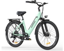 Hillmiles Milecity 1 Elektrische fiets - Actieradius 80km - Verwijderbare batterij 36V13Ah - Motor 250W - Shimano 7 versnellingen - 26 Inch City Commuter EBike - Groen