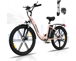 Hitway BK37 - Elektrische Fiets- 26 inch E-Bike Opvouwbaar - 250W - 7 versnellingen - Roze