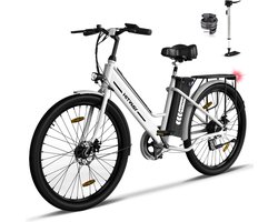 HITWAY Elektrische fiets BK8S - E-BIKE - 26 inch - 250 W motor - Tot 35-70 km - Wit