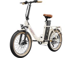 ONESPORT OT16 elektrische fiets 20*3.0 inch banden, 48V 17Ah accu 25km/h max snelheid 3 rijmodi 7 versnellingen schijfremmen - zwart & wit