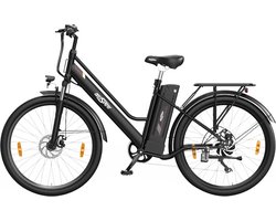 ONESPORT OT18-3 Elektrische fiets voor in de stad, 26*2.35 inch banden, 250W motor, 36V 14.4Ah accu, 100km maximaal bereik, 25km/h max snelheid, Shimano 7 versnellingen, schijfrem voor en achter - Zwart