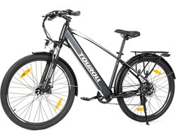 Touroll J1 27,5 inch Trekking Bike met 250W Motor, 36V 15.6Ah Batterij, Max 100km Bereik, 1.8" LCD Display Shimano 7-Speed Schijfrem - Zwart