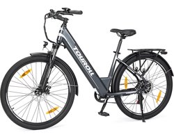 Touroll J1 ST 27,5 inch Trekking Bike met 250W Motor, 36V 15.6Ah Batterij, Max 100km Bereik, 1.8" LCD Display Shimano 7-Speed Schijfrem - Zwart