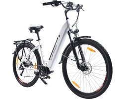 TTGO LK-ZZ-28ST Elektrische fiets, 250W motor, 36V 20AH batterij, 700C*45C banden, max. snelheid 25 km/u, actieradius 180 km, hydraulische schijfrem, Shimano 9 versnellingen, LCD-display - Wit