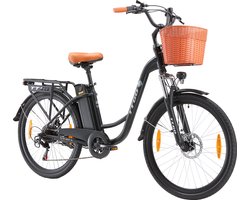 TTGO YY-26ST elektrische fiets, 250W motor, 36V 14.5AH accu, 26*1.95-inch banden, 25km/h max snelheid, 100km max actieradius, schijfrem, SHIMANO 6 versnellingen, LED-display - Zwart