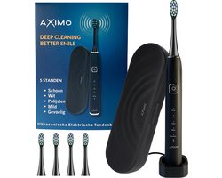 AXIMO Elektrische Tandenborstel - Sonic - USB Oplaadbaar - Vijf Standen - Waterproof - inclusief 4 Opzetborstels - Zwart