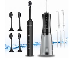 HAIDU Elektrische Tandenborstel + HAIDU Pro Flow Waterflosser – Mondverzorging – Zwart